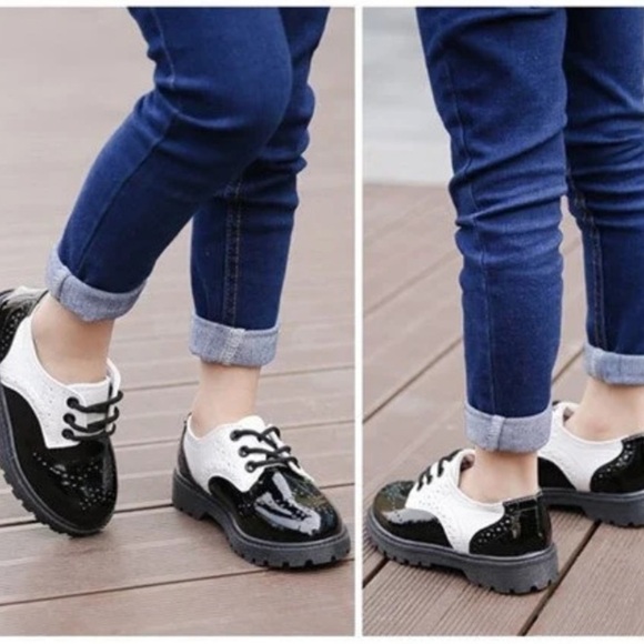 New Oxfords shoes unisex‎ black white platend - Picture 1 of 7